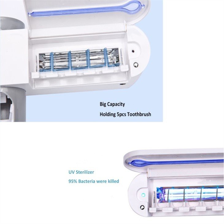 Support de désinfectant pour brosse à dents avec distributeur de dentifrice